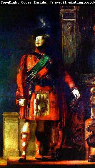 Sir David Wilkie Sir David Wilkie flattering portrait of the kilted King George IV for the Visit of King George IV to Scotland, with lighting chosen to tone down the b
